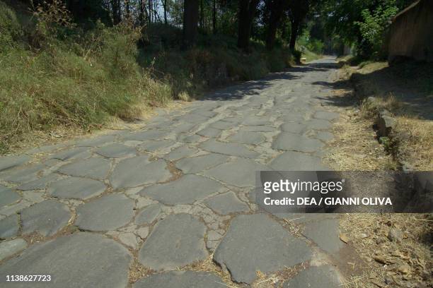 Appian Way paved with cobblestones, Rome, Lazio, Italy, 4th-3rd century BC.