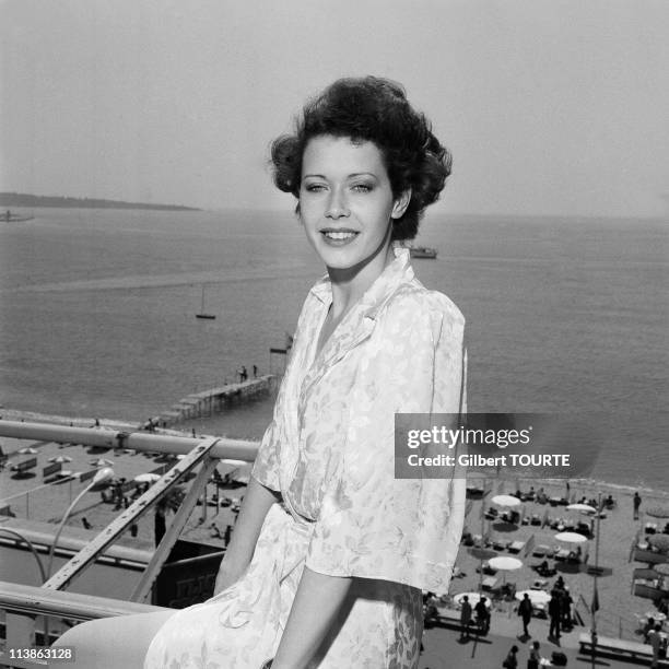 Sylvia Kristel at Cannes Film Festival in 1974 in Cannes, France.