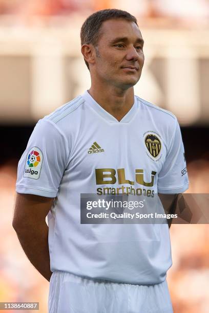 Fabio Aurelio of Valencia Legends looks on prior to the friendly match of the celebrations of the club’s 100 year history between Valencia Legends...
