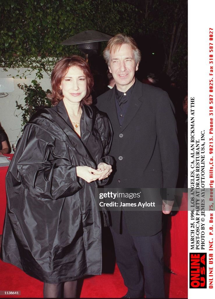 MARCH 25, 1996. LOS ANGELES, CA. ALAN RICKMAN AT A POST OSCAR PARTY AT DRAI's RESTURANT.