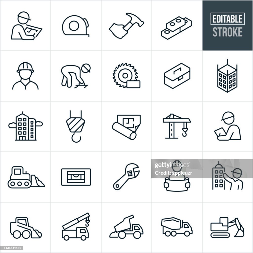 Bouw dunne lijn iconen-bewerkbare Stroke