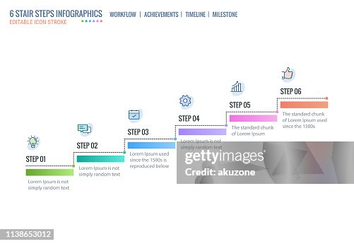 Level Start Up Stair Steps Achievement Ladder Timeline Infographics Template Startup ...