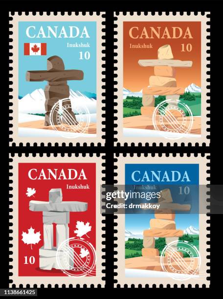 canada postage, inuksuk - vancouver canada 2019 stock illustrations