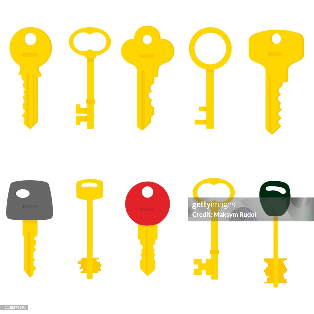 Key Flat Design Illustration Of Flat Key Isolated On White Background High-Res Vector ...