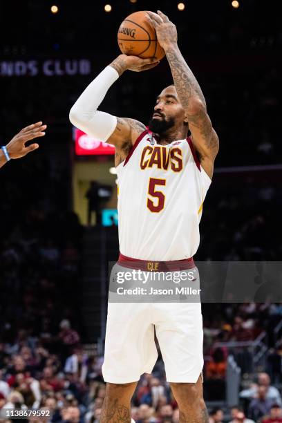Smith of the Cleveland Cavaliers shoots during the second half against the Oklahoma City Thunder at Quicken Loans Arena on November 7, 2018 in...