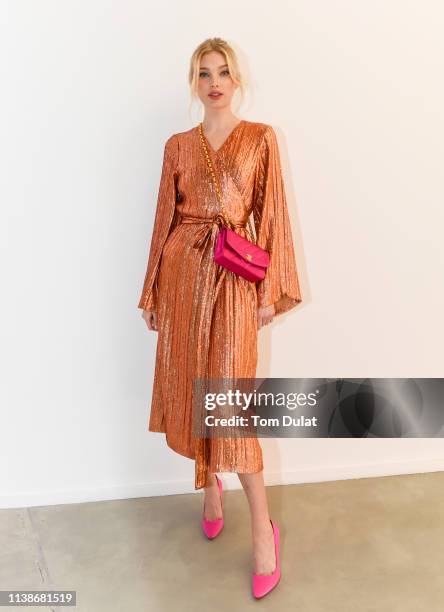 Elsa Hosk wears Madiyah Al Sharqi's latest collection during the Madiyah Al Sharqi celebration launch of Spring/Summer '19 at Dubai Design District...