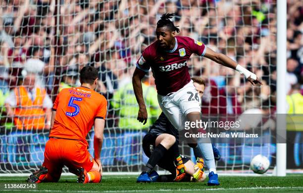 Jonathan Kodjia of Aston Villa scores for Aston Villa during the Sky Bet Championship match between Aston Villa and Millwall at Villa Park on April...