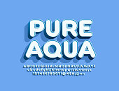 Vector emblem Pure Water with 3D Alphabet set