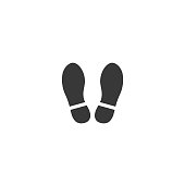 Shoe footprint icon. Vector foot wears. Flat style. Black silhouettes. Illustration isolated on white background