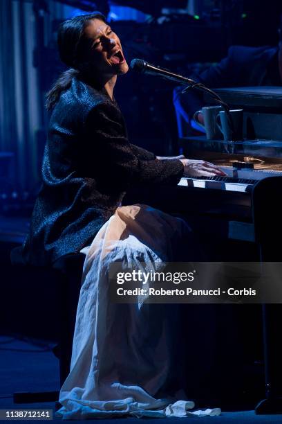 Elisa performs on stage at Auditorium Parco Della Musica on March 27, 2019 in Rome, Italy.