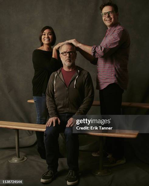 Artists Josie Trinidad, Phil Johnston, and Rich Moore, from 'Wreck-It Ralph' are photographed for Vulture on October 5, 2018 in New York City.