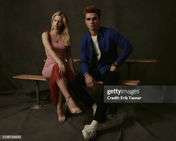 Actors Lili Reinhart and KJ Apa, from 'Riverdale' are photographed for Vulture on October 7, 2018 in New York City.