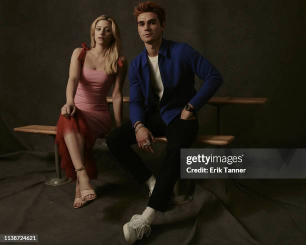 Actors Lili Reinhart and KJ Apa, from 'Riverdale' are photographed for Vulture on October 7, 2018 in New York City.