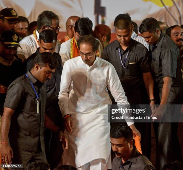 Shiv Sena Party Chief Uddhav Thackeray during an election campaign rally at Dharavi, on April 21, 2019 in Mumbai, India. Uddhav Thackeray said his...