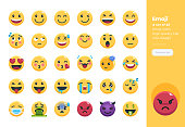 Modern flat design icons set of Emoji. 48x48 Pixel Perfect icon. High-quality Flat icon design.