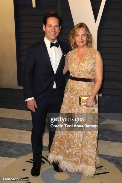 Paul Rudd and Julie Yaeger attend the 2019 Vanity Fair Oscar Party hosted by Radhika Jones at Wallis Annenberg Center for the Performing Arts on...