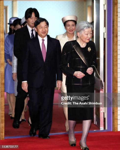 Empress Michiko, Crown Prince Naruhito, Crown Princess Masako and Prince Akishino attend the concert by music university graduates at the Imperial...