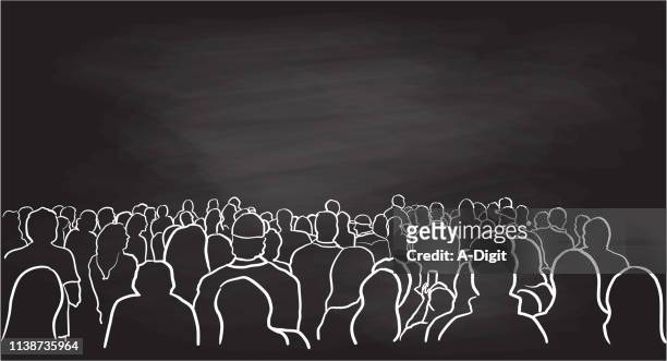 among the crowd chalkboard - crowded stock illustrations