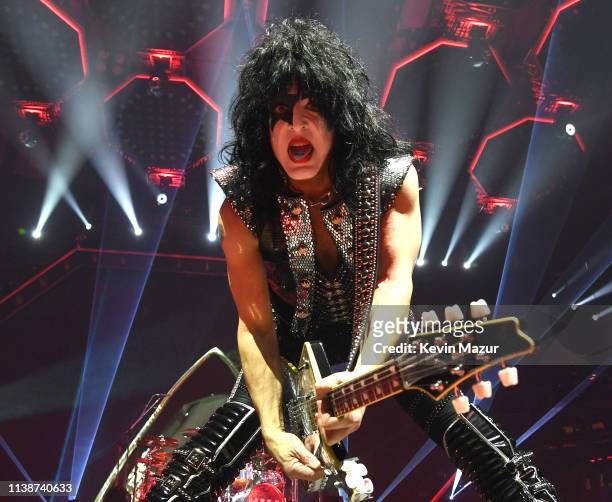 Paul Stanley of KISS performs on stage during End Of The Road World Tour at Madison Square Garden on March 27, 2019 in New York City.