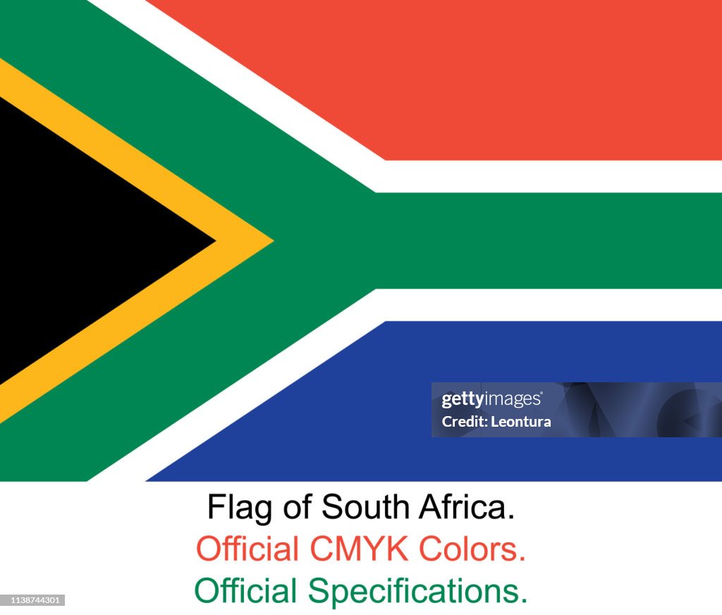 Sul-bandeira Africana (cores oficiais de CMYK, especificações oficiais)