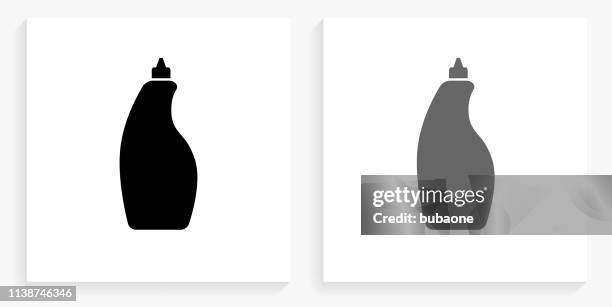 cleaning solution black and white square icon - cleaning solution stock illustrations
