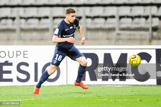 Romain Perraud of Paris FC during the Ligue 2 match between Paris FC and Valenciennes FC at Stade Charlety on April 22, 2019 in Paris, France.