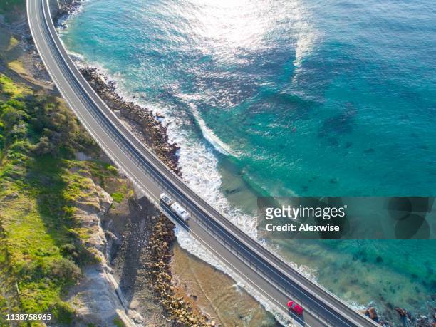 sea cliff bridge, new south wales aerial - new south wales stock pictures, royalty-free photos & images