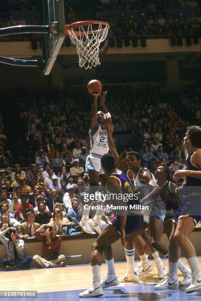 Playoffs: North Carolina Michael Jordan in action, shooting vs James Madison at Greensboro Coliseum. Greensboro, NC 3/19/1983 CREDIT: Manny Millan