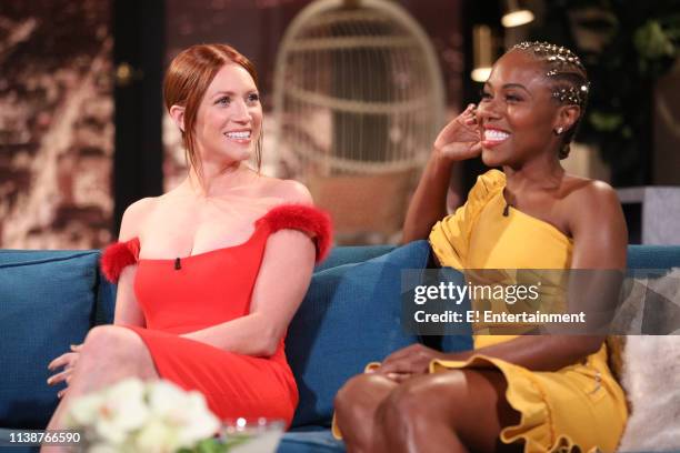 Episode 1087 -- Pictured: Guest Brittany Snow and guest DeWanda Wise on the set of Busy Tonight --