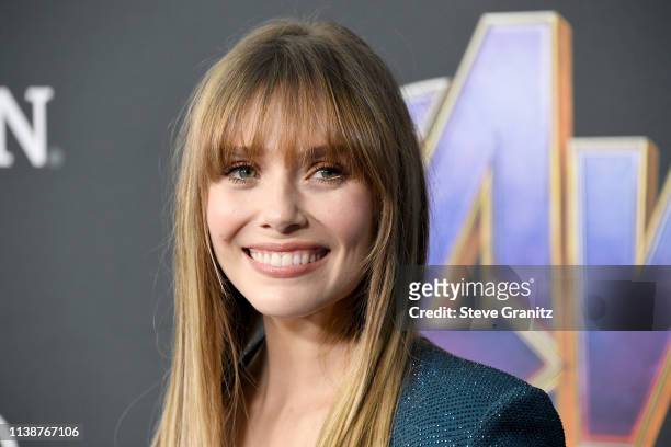 Elizabeth Olsen attends the world premiere of Walt Disney Studios Motion Pictures "Avengers: Endgame" at the Los Angeles Convention Center on April...