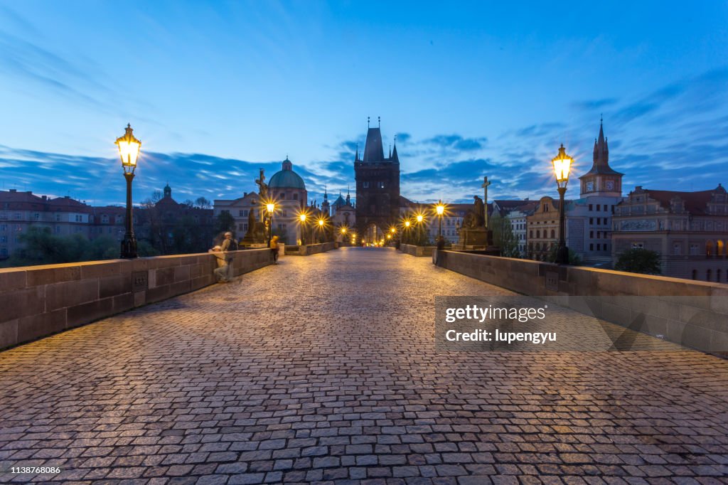 Charles Bridge at dusk,Prague