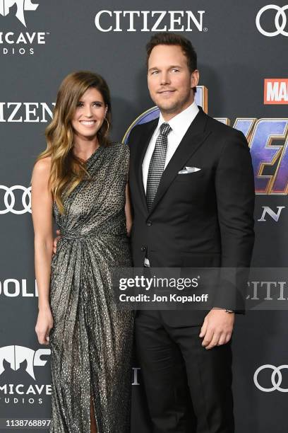 Katherine Schwarzenegger and Chris Pratt attend the world premiere of Walt Disney Studios Motion Pictures "Avengers: Endgame" at the Los Angeles...