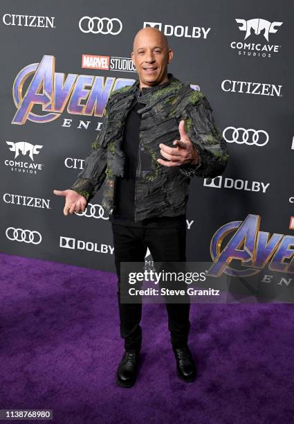 Vin Diesel attends the world premiere of Walt Disney Studios Motion Pictures "Avengers: Endgame" at the Los Angeles Convention Center on April 22,...