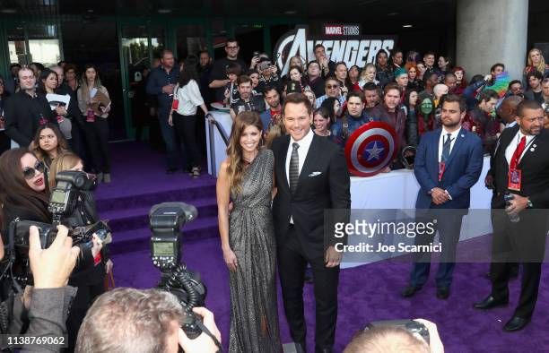 Katherine Schwarzenegger and Chris Pratt attend Audi Arrives At The World Premiere Of "Avengers: Endgame" on April 22, 2019 in Hollywood, California.