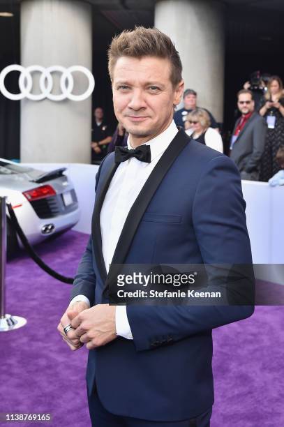 Jeremy Renner attends Audi Arrives At The World Premiere Of "Avengers: Endgame" on April 22, 2019 in Hollywood, California.