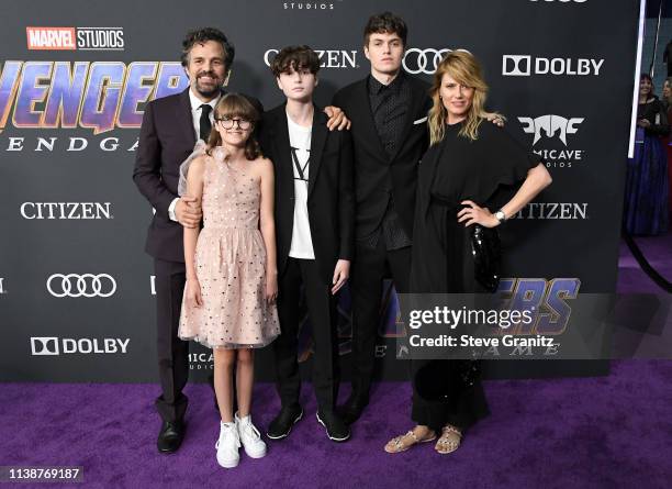 Mark Ruffalo, Odette Ruffalo, Bella Noche, Keen Ruffalo and Sunrise Coigney attend the world premiere of Walt Disney Studios Motion Pictures...