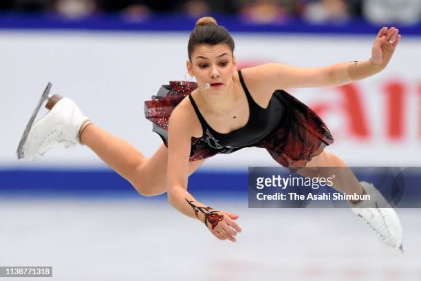 Sofia Samodurova of Russia competes in the Ladies Short Prgram on day one of the 2019 ISU World Figure Skating Championships at Saitama Super Arena...