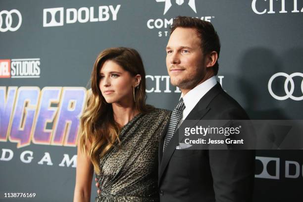 Katherine Schwarzenegger and Chris Pratt attend the Los Angeles World Premiere of Marvel Studios' "Avengers: Endgame" at the Los Angeles Convention...