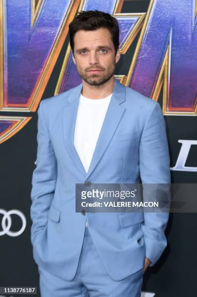 Romanian/US actor Sebastian Stan arrives for the World premiere of Marvel Studios' "Avengers: Endgame" at the Los Angeles Convention Center on April...
