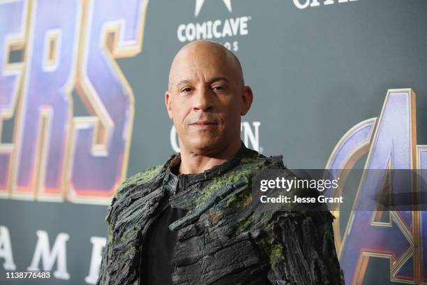 Vin Diesel attends the Los Angeles World Premiere of Marvel Studios' "Avengers: Endgame" at the Los Angeles Convention Center on April 23, 2019 in...