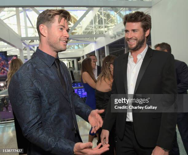 Chris Hemsworth and Liam Hemsworth attend the Los Angeles World Premiere of Marvel Studios' "Avengers: Endgame" at the Los Angeles Convention Center...