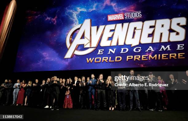 Director Joe Russo, Anthony Russo, Mark Ruffalo, Chris Evans, Robert Downey Jr., Scarlett Johansson, Jeremy Renner, Chris Hemsworth, Executive...