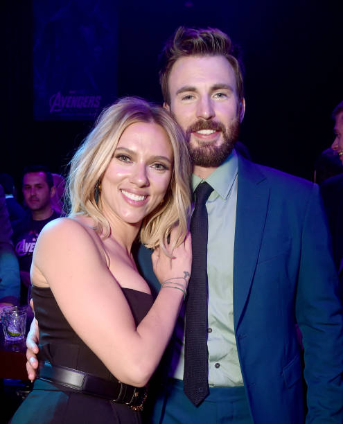 Scarlett Johansson and Chris Evans attend the Los Angeles World Premiere of Marvel Studios' "Avengers: Endgame" at the Los Angeles Convention Center...
