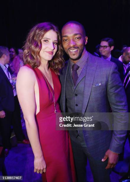 Cobie Smulders and Anthony Mackie attend the Los Angeles World Premiere of Marvel Studios' "Avengers: Endgame" at the Los Angeles Convention Center...