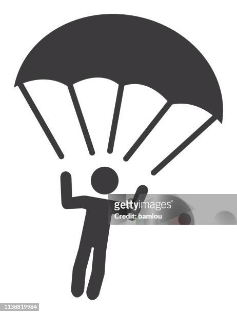 steckfiguren parachute icon - paratrooper stock-grafiken, -clipart, -cartoons und -symbole