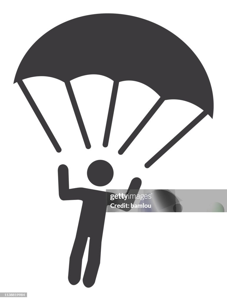 Stick figuur parachute icoon
