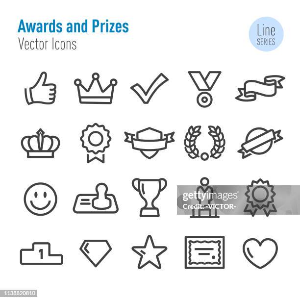 stockillustraties, clipart, cartoons en iconen met awards en prijzen iconen-vector line series - dankbaarheid