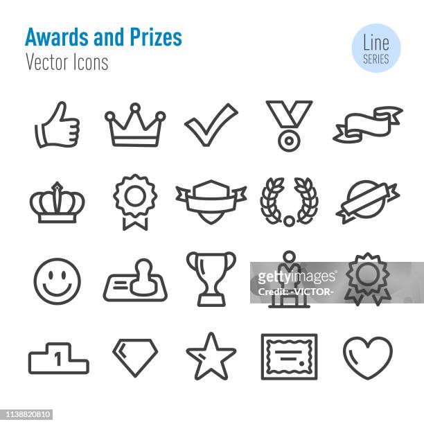 awards and prizes icons - vector line series - gratitude stock illustrations