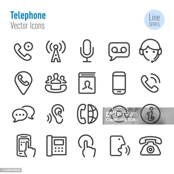 telephone icons - vector line series - landline phone stock illustrations