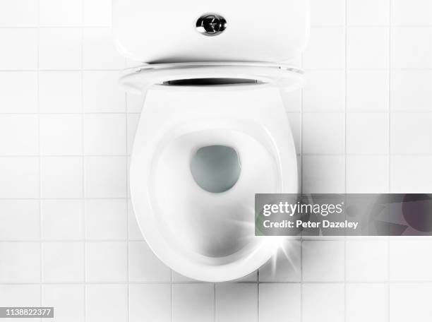 obsessively clean toilet bowl - clean closet stockfoto's en -beelden